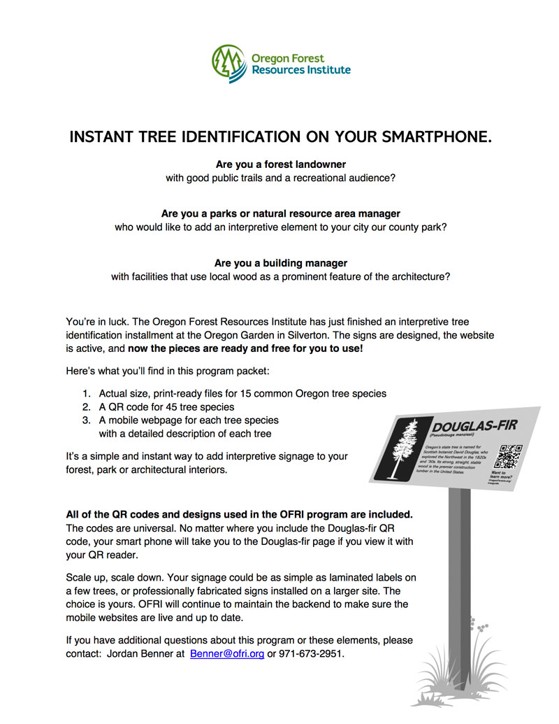 QR code for tree identification