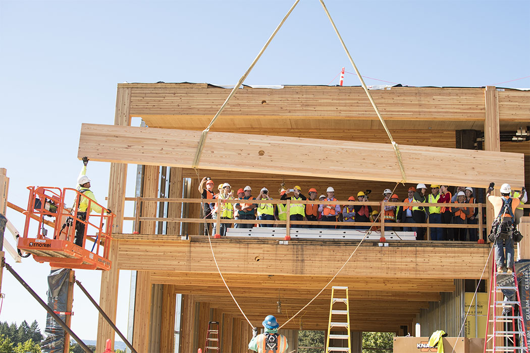 Watching a beam get installed