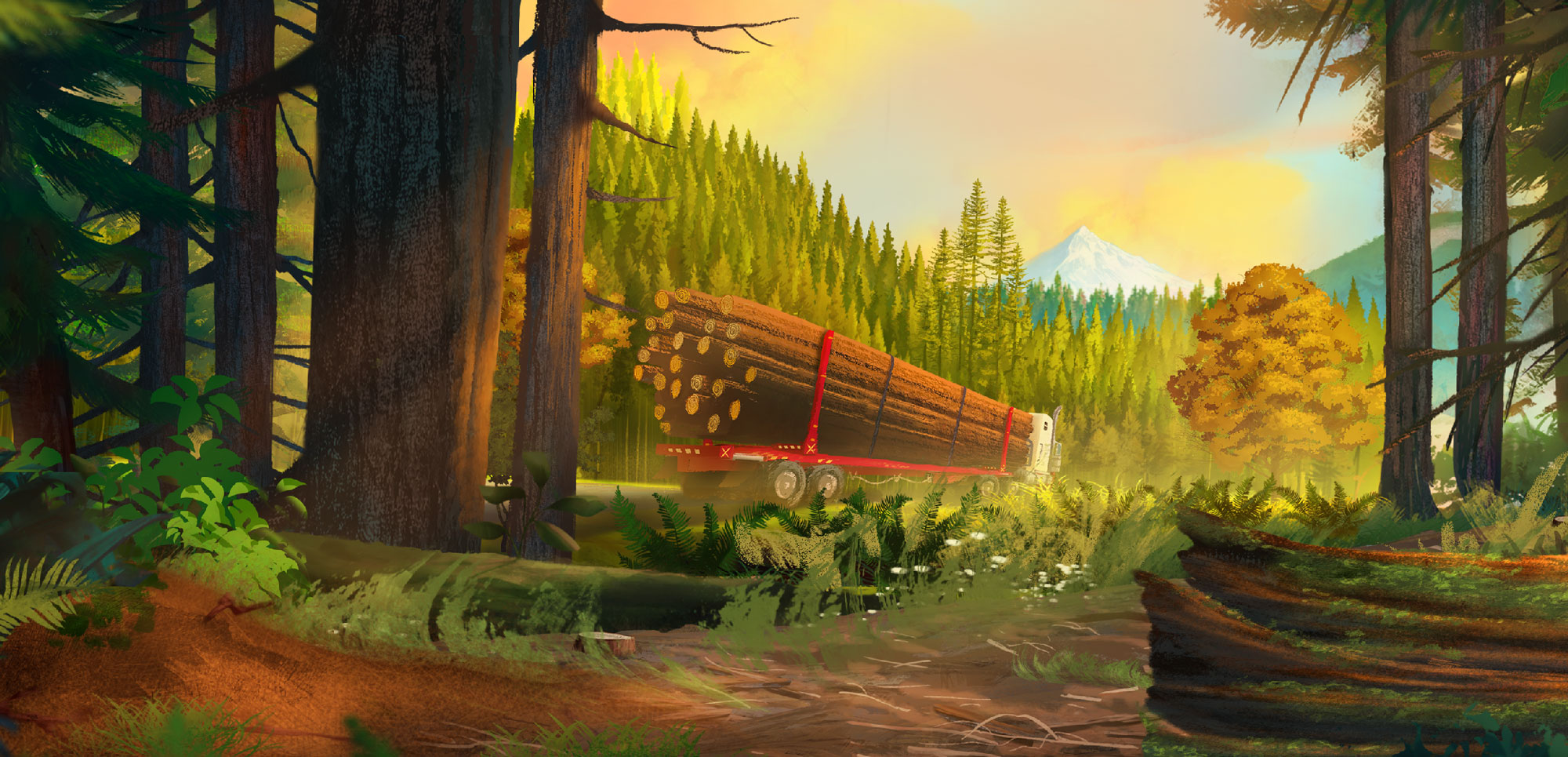Logging truck illustration